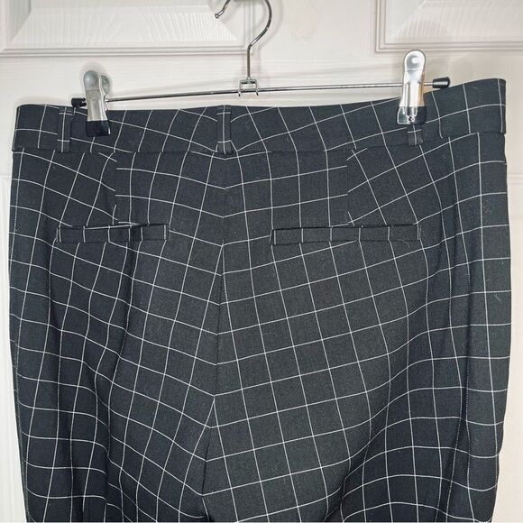 Banana Republic Ryan Slim Straight Fit Washable Windowpane Plaid Pant Black 6 - Picture 6 of 9